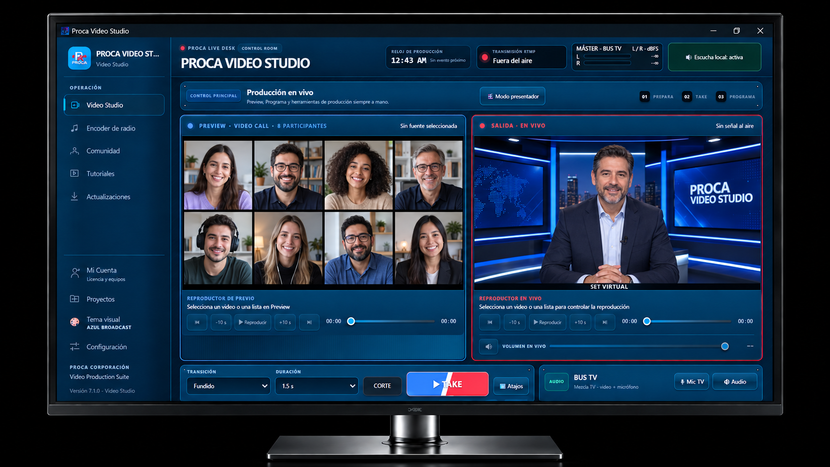 Interfaz real de Proca Video Studio